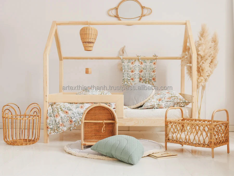 Best Selling Cradle Doll Bed Crib For Kids Rattan Doll Cradle Crib
