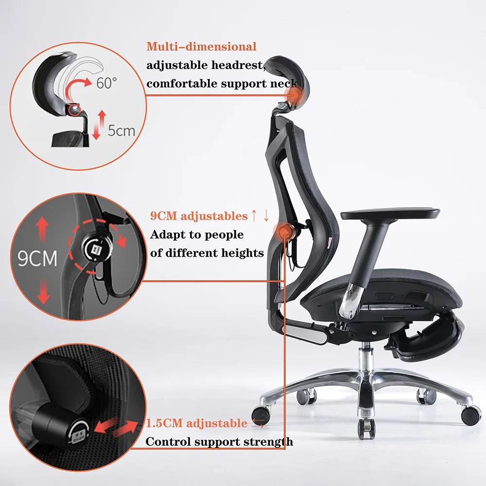 Sihoo V1 Height Adjustable Mesh High Back Swivel Chair Ergonomic Full Mesh Office Chair