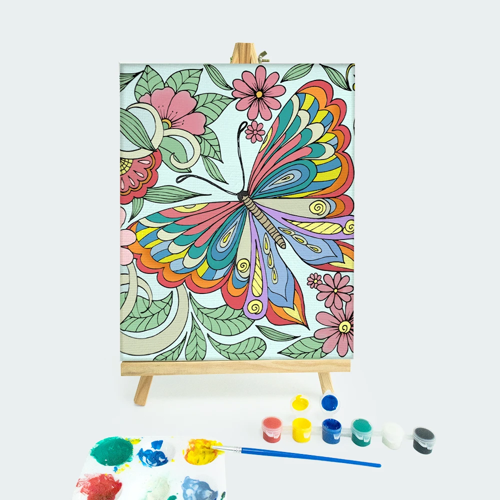 Custom 24*30cm Diy Painting Kit Preprinted Canvas Frame Art Supplies