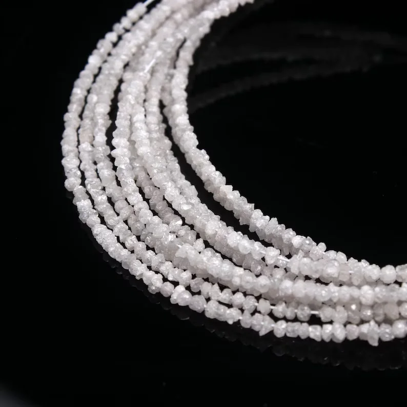 Natural Uncut White Raw Diamond Beads Conflict Free Diamonds Strands