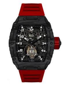 New Carbon Fiber Tonneau-shaped Men's Mechanical Watch Luxurious Luminous Automatic Wristwatch Elegant Classic Waterproof Watch