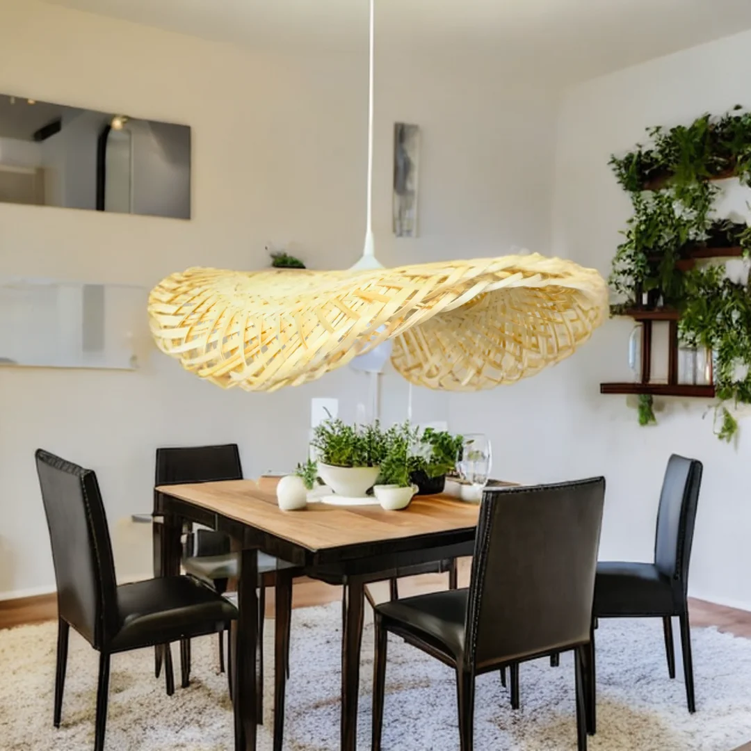 Elegant Bamboo Flower Floor Lamps for Living Room with Double Woven ...