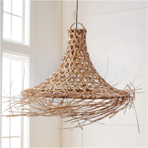 ベトナム織りナチュラルユニークなコニカルラタンランプシェードミニマ