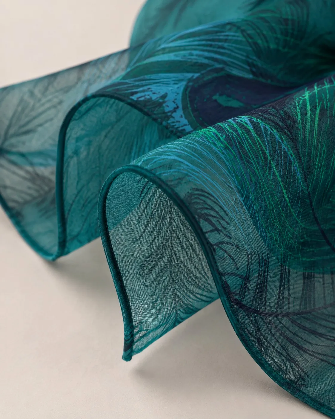 Custom Printed Modal Hijab Peacock Feather view 5