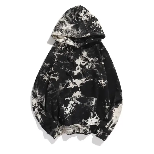 2025Dark Style Tie Dye Gradually Changing Color Men's High Street Trendy Brand Mourning Pullover Hoodie