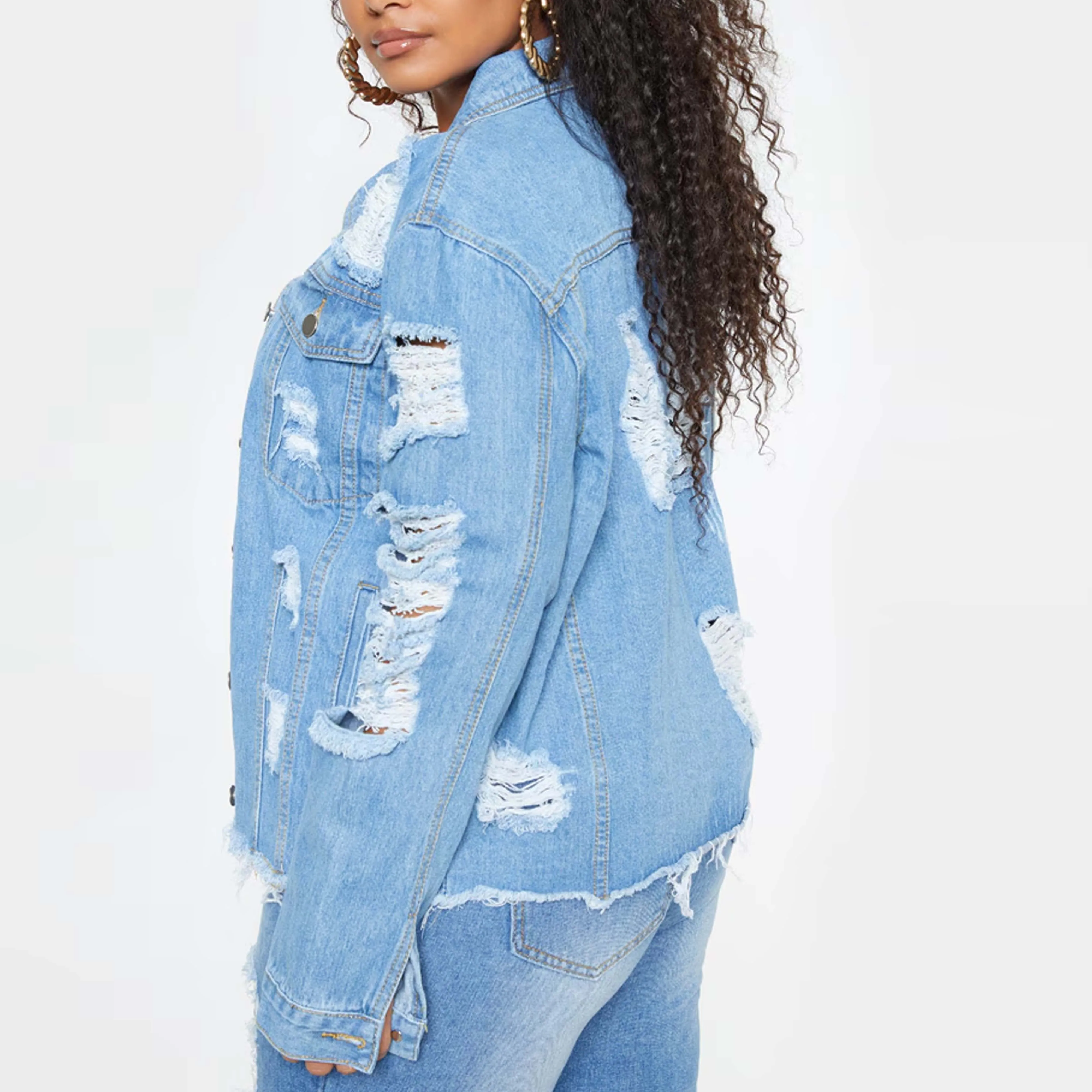 Denim Jacket Plus Size Women's Outerwear Jackets Denim Jacket