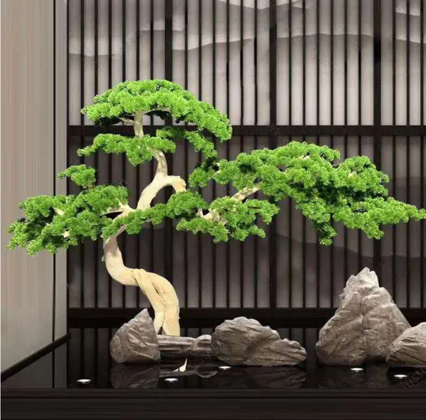 Artificial Pine Branches  Large Potted Plant Artificial Big Japanese Pine Bonsai Trees Artificial Cedar Pine  Tree for Decor