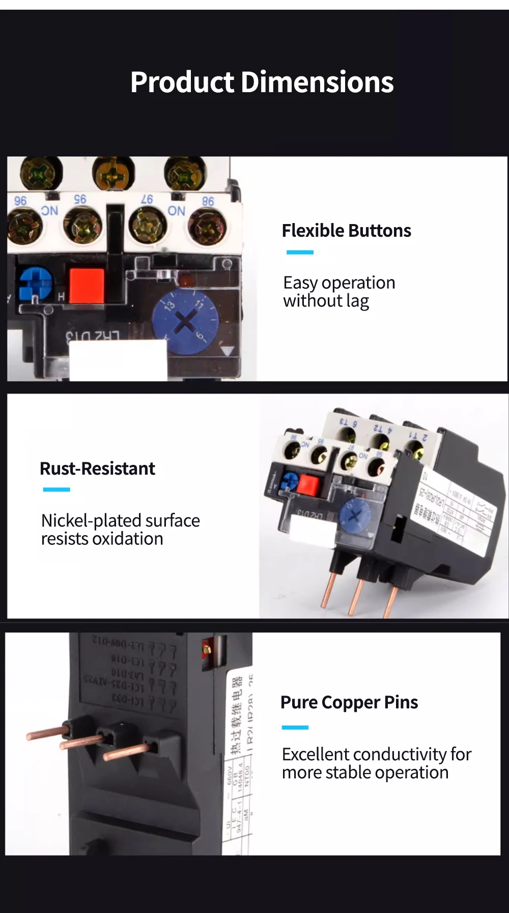 Thermal Overload Relay JR28 Series 1.6A 2.5A 4A 6A 8A 10A 13A 18A 25A ...
