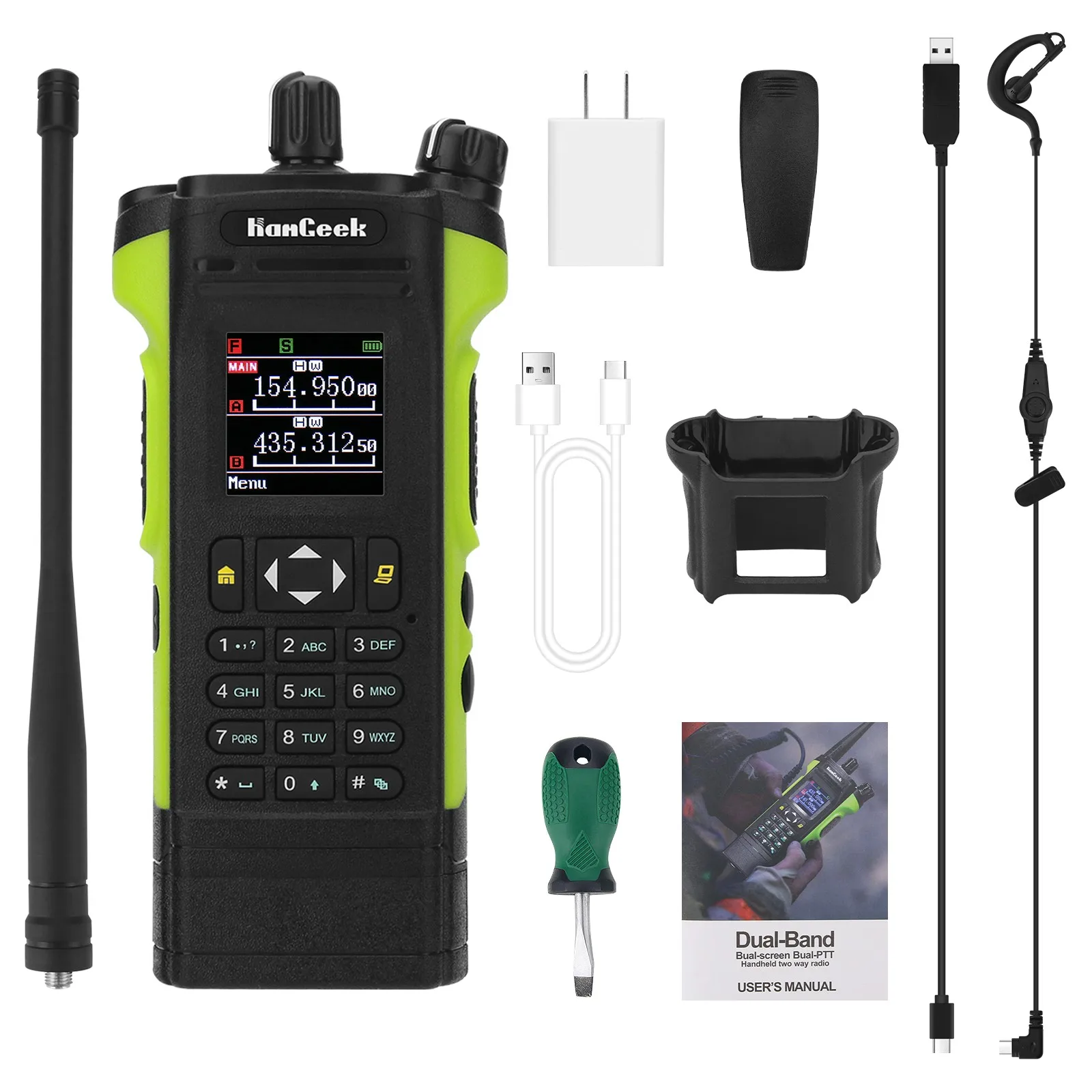 Hamgeek Apx 8000 12w Vhf Uhf Walkie Talkie Dual Band Radio (green) With Hamgeek Apx 8000 12w Vhf Uhf Walkie Talkie Dual Band Radio (green) With