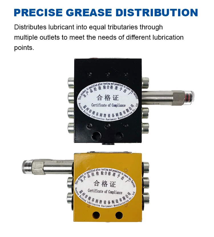 Universal Automatic Grease Progressive Distributor with 6 Holes and 8 Holes for Concrete Truck Pumps and Trailer Pump