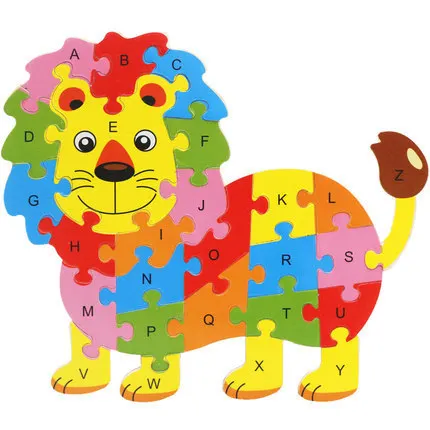 Children's Toys Early Learning Educational Cartoon Animals Wooden 10 26 Letters Of The Alphabet Puzzle Board Block Toys