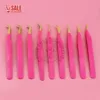 Glitter hot pink with gold tip