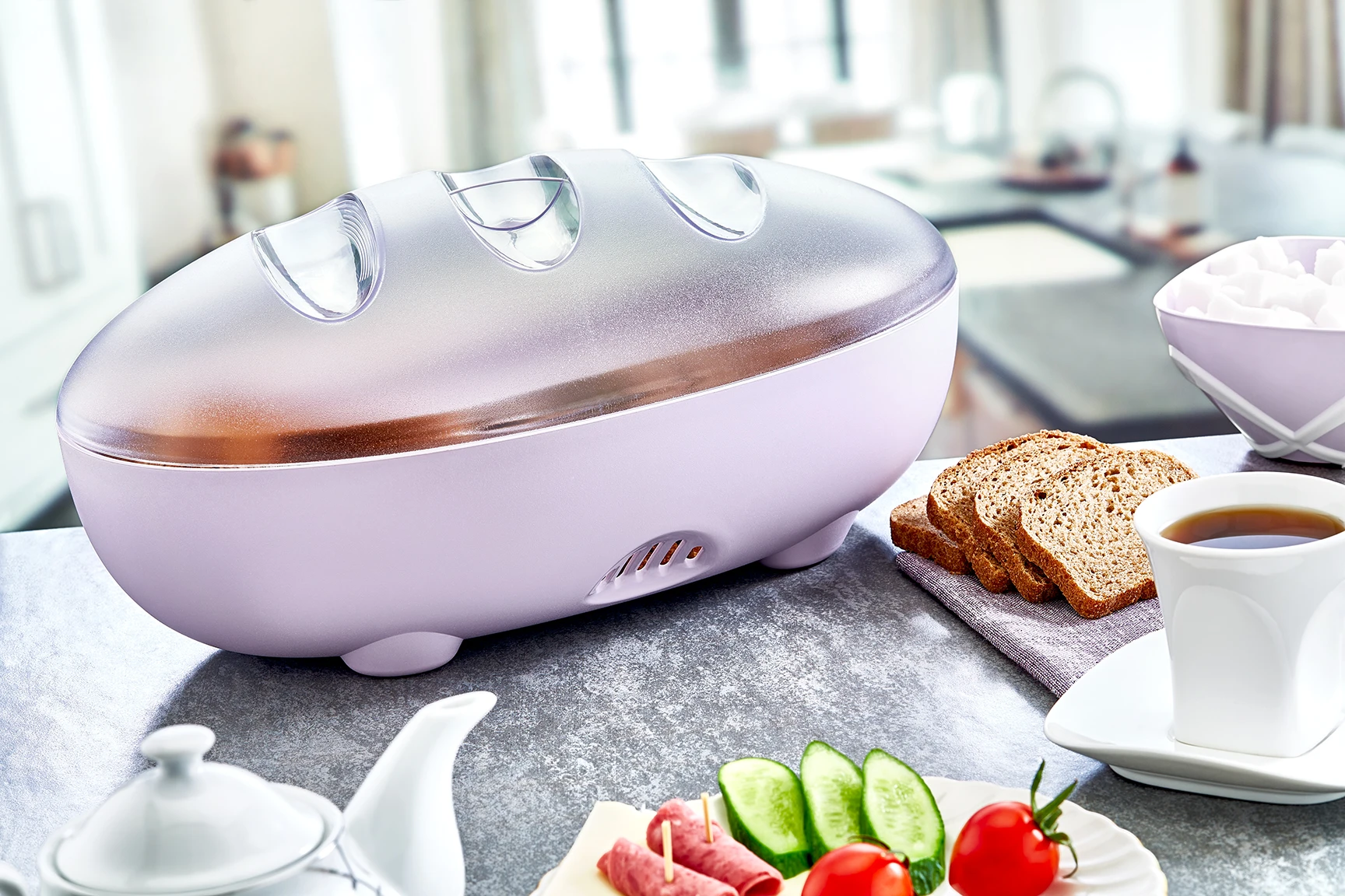 Large Bread Storage Container with Transparent Lid Air Vent for Fresh Bread Countertop Organizer Plastic Bread Box for Home