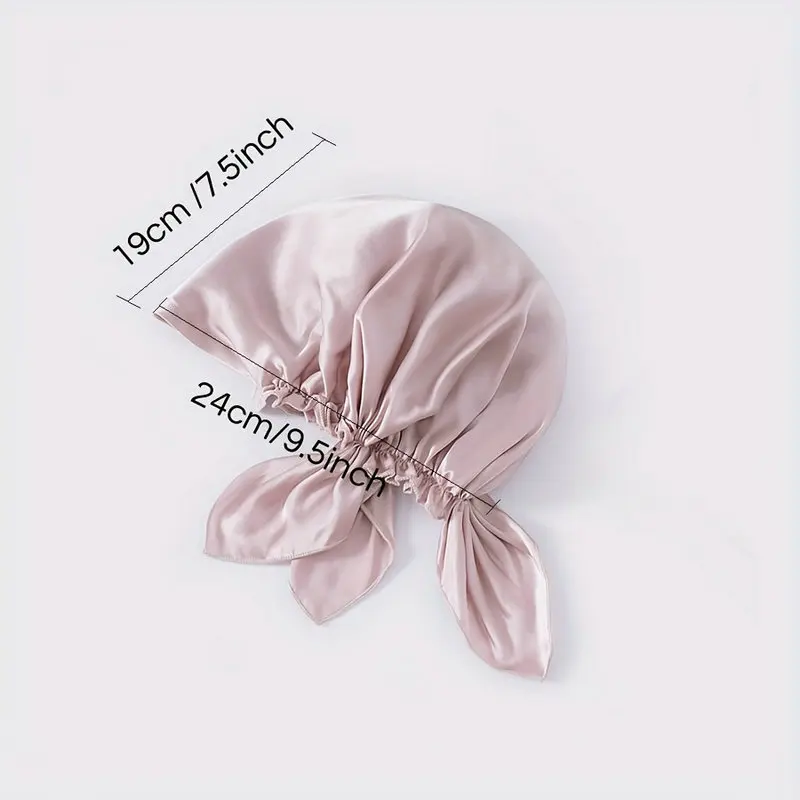 Custom Designer Luxurious Mulberry Silk Triangle Bonnet Soft Ruffles Elastic Hair Care Shower Cap with Private Label
