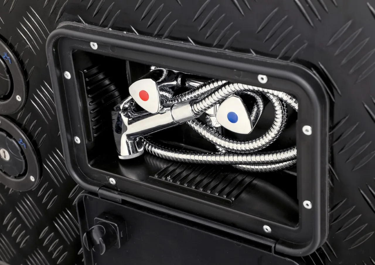 Black Watermark Lockable Outdoor External Shower Box For Caravan