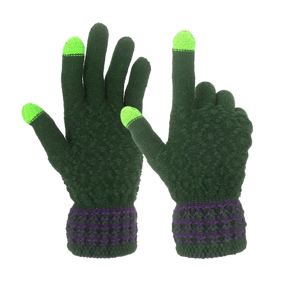 Леди кашемировые вязаные перчатки жаккардовые с сенсорным экраном зимние