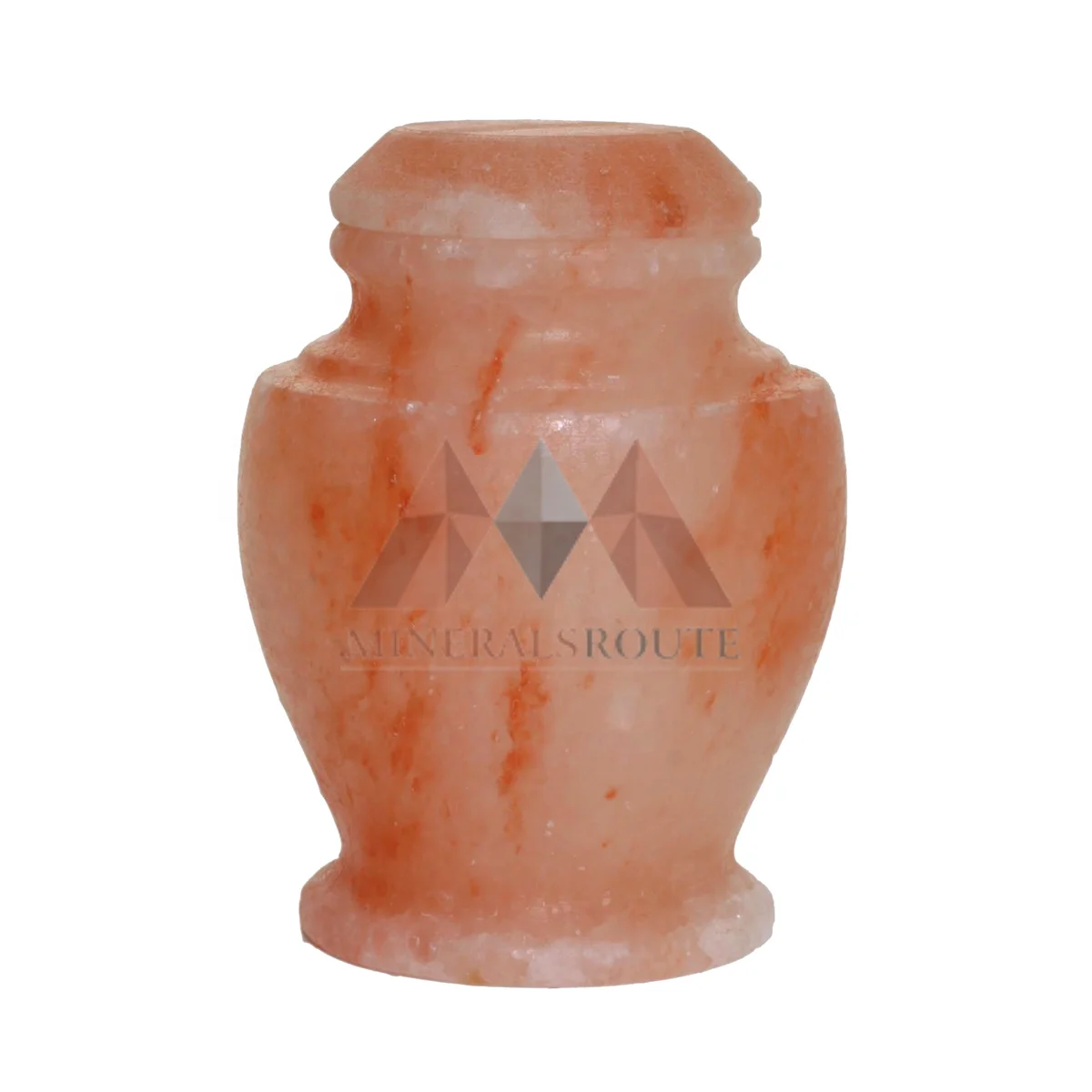 High Quality Wholesale Custom Print Logo Salt Urn Pink Rock Himalayan Handmade Natural Decorative Piece Cremation Pink Salt Urn