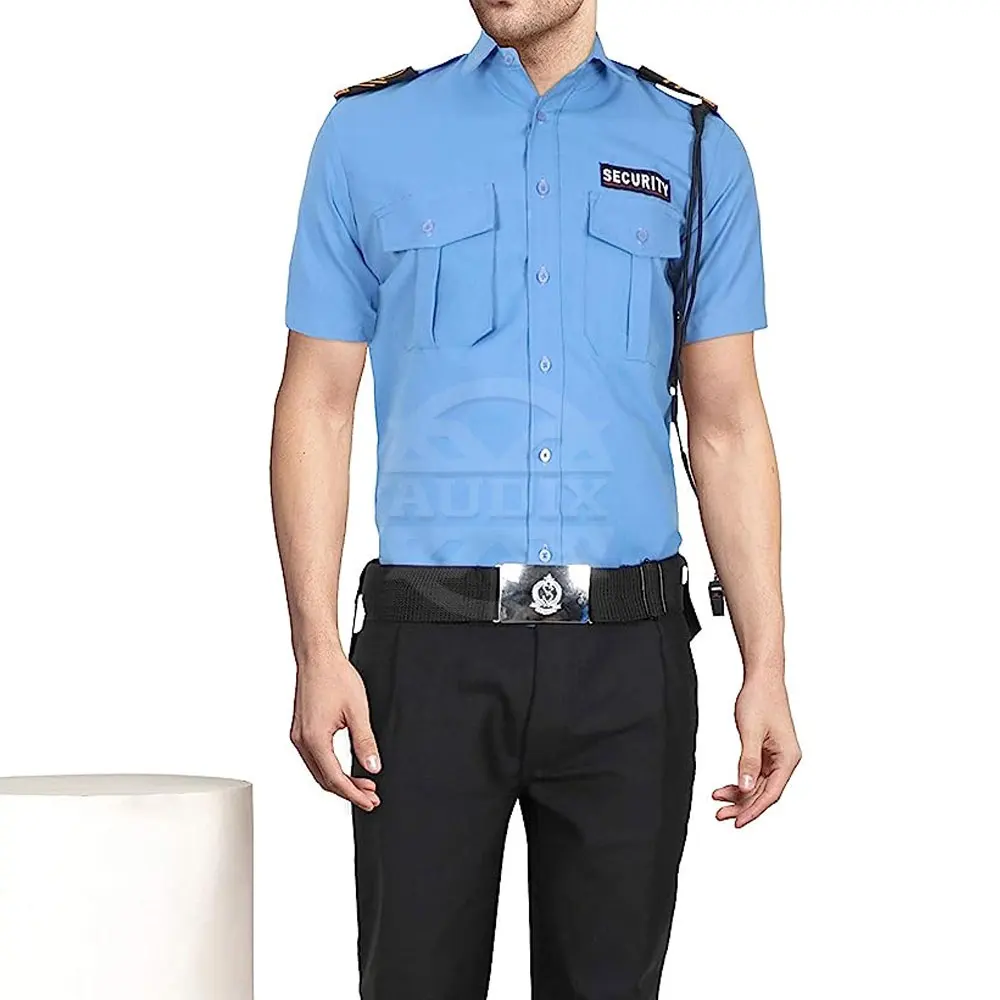 2023 Low MOQ Short Sleeve Button Uniform Security Shirt in New Style Security Guard Uniform with Labels