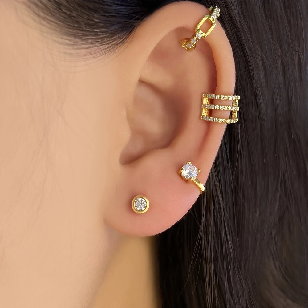 Foxi Mini Earrings Studs Women 18K Gold Plated Cute 4MM Small