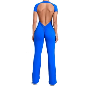 Backless One Piece Gym Wear Active Workout Full Body Suit Yoga Woman Jumpsuit