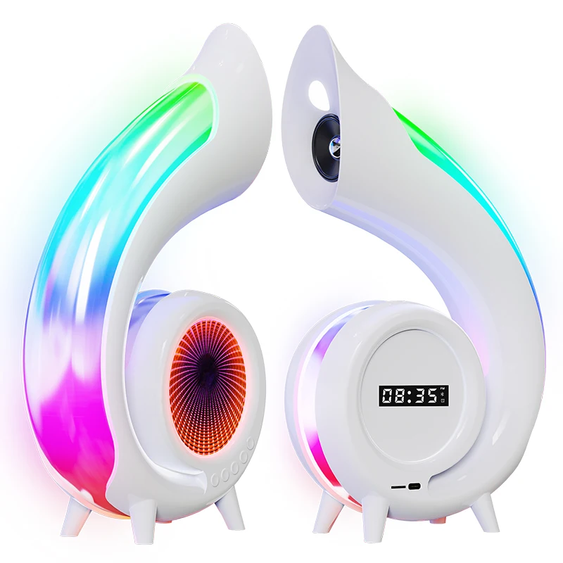 Latest Design G Shape Fullrange Speaker BT Speaker Night Light Multifunctional with Speaker Wireless Charger Bluetooth Led Lamp