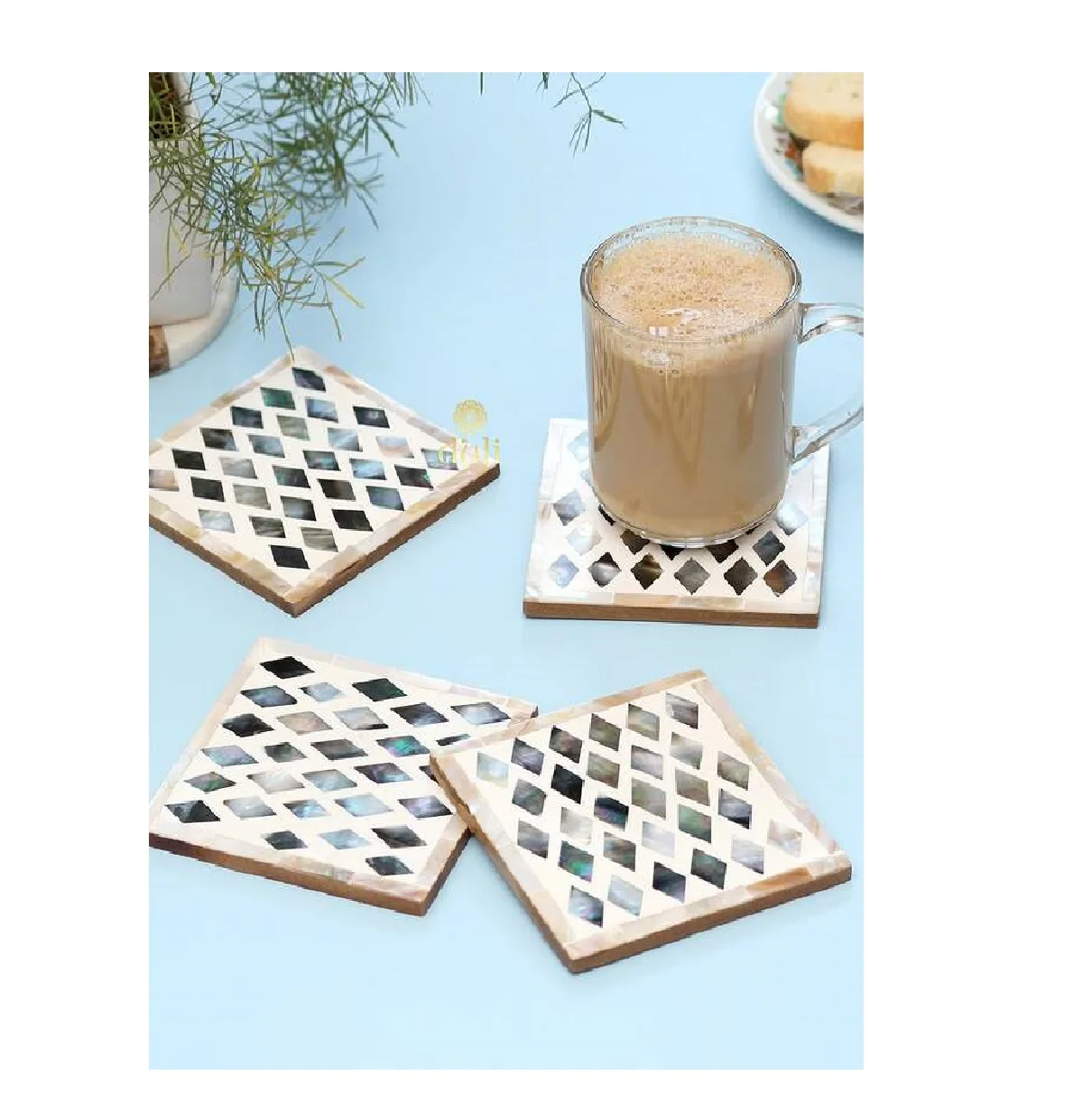 Home Restaurant Hotel Tableware Drink Cup Coaster Made Of Bone Inlay ...