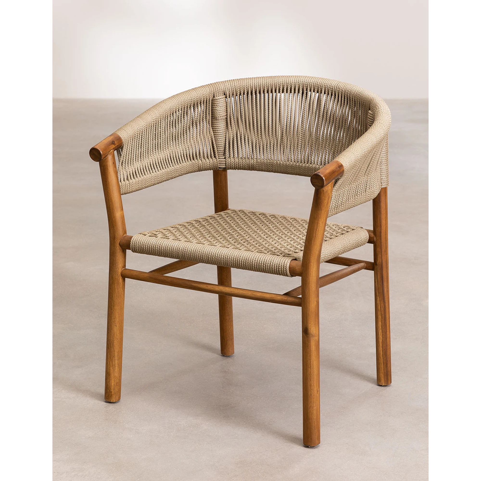 Rope Chair With Armrests Teak Wooden Outdoor Chair - Delia| Alibaba.com