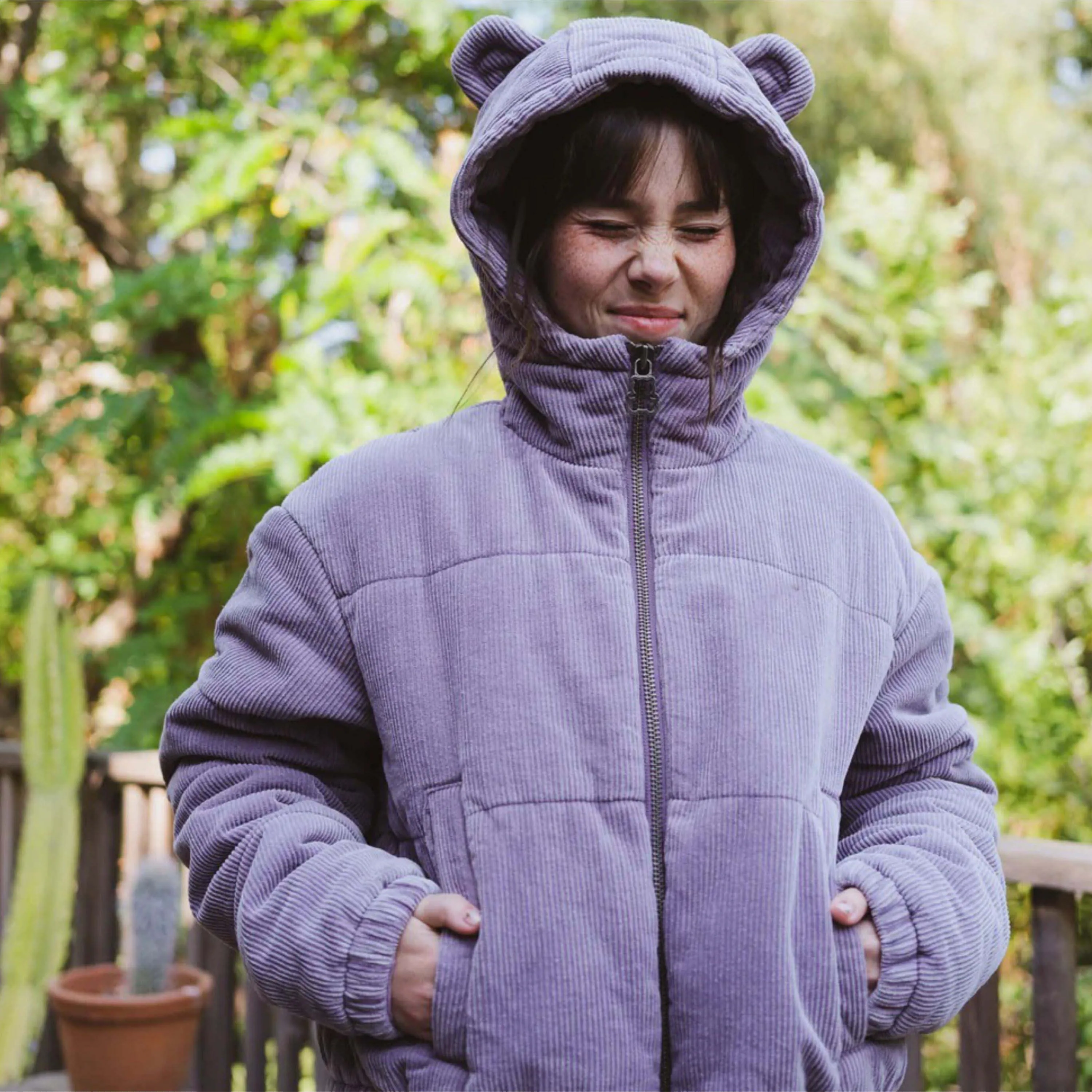 Bear Ear Crop Purple Puffer Jacket Cute and Cozy Cropped Winter Jacket  with Adorable Bear Ears, Perfect for Casual Wear
