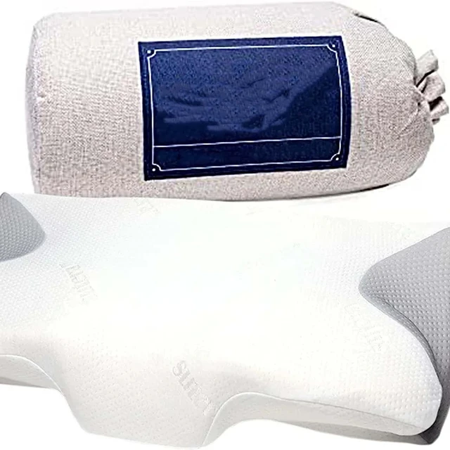 Contour Memory Foam Pillow for Sleeping, Orthopedic Cervical Support for Neck, Ergonomic Pillow for Side,White+Bag