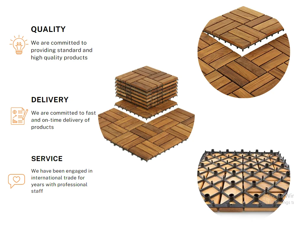 Acacia Wood Interlocking Deck Tiles For Outdoor Patio And Floors