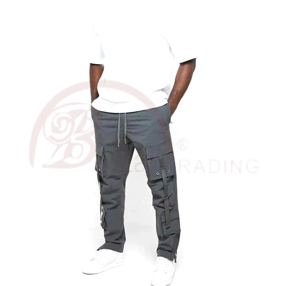 Wholesale 2024 High Quality Plus Size High Waisted Baggy Black Jogger Streetwear 6 Pocket Men