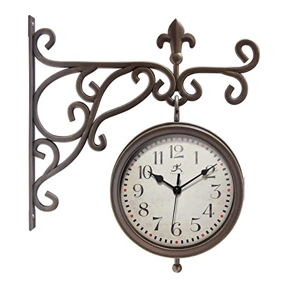 Rectangular Design Dual Time Zone Wholesale Quartz Retro Plastic Decorative Wall Clocks Clocks for Home Decor