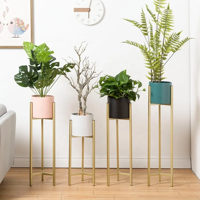 Factory Modern Planter Stand Plant Pots Round Flower Plant Stand Gold Metal for Indoor Outdoor High Quality Minimalist Iron