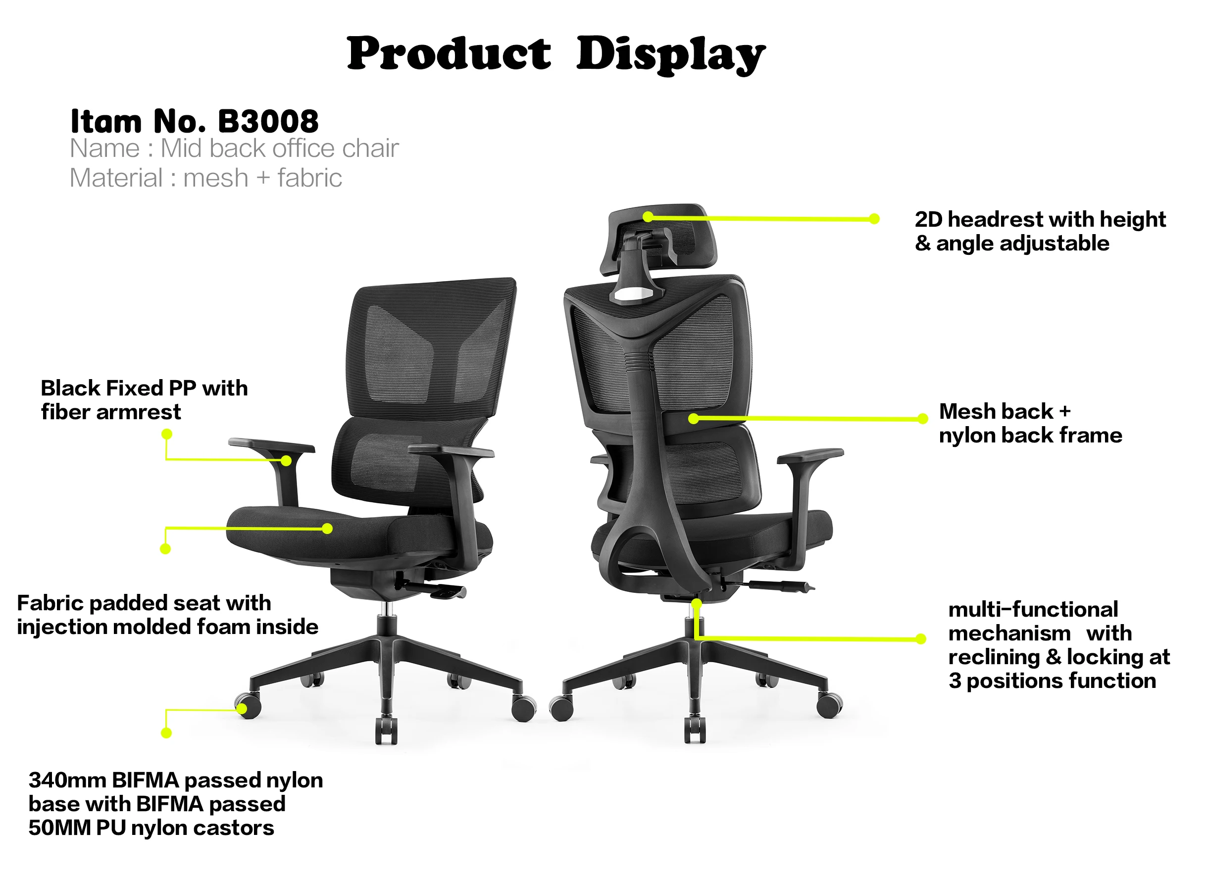Wholesale Commercial Office Furniture Ergonomic High Back Swivel Mesh