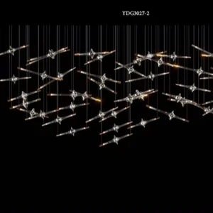 Modern Costom Luxury Elaborate Handmade Glass Exquisite Crystal Led Pendent Light for Hotels Villas Led Chandeliers