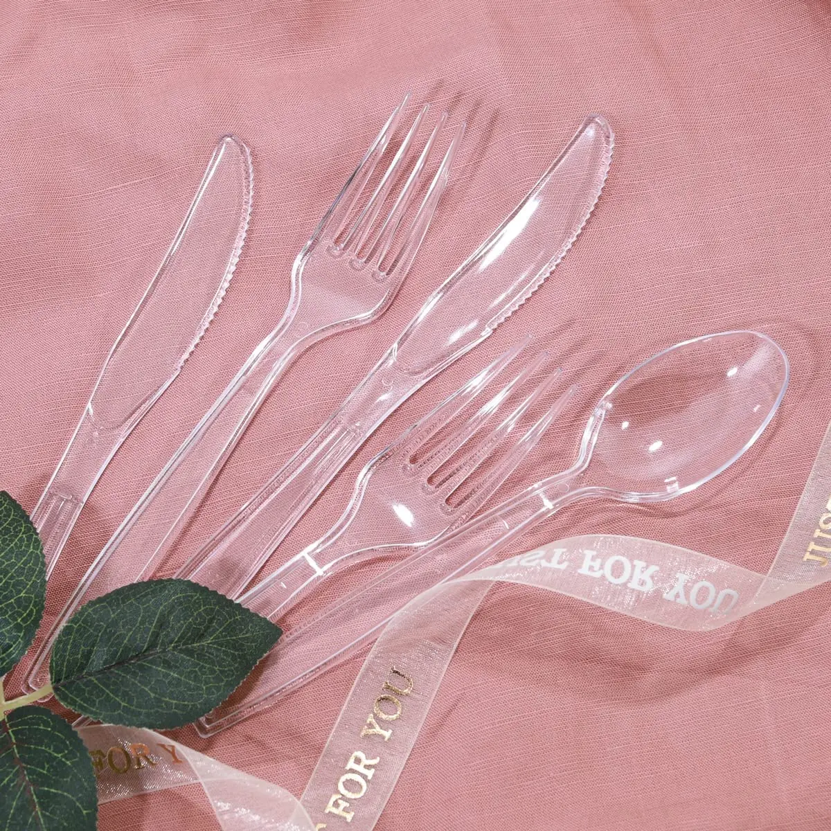 Best Sale Assorted Clear/white Disposable Plastic Tableware Set Fancy
