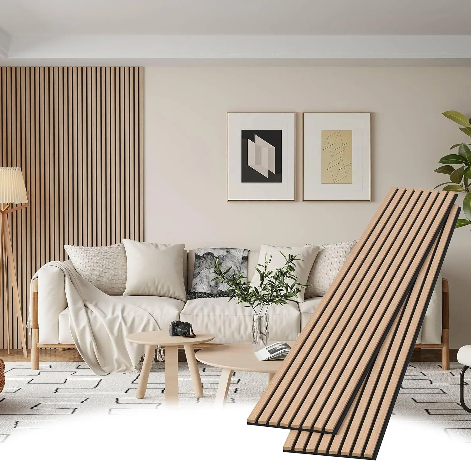 Modern Oak Acoustic Wood Slat Wall Panels for Interior for Living Room Hotel Apartment Hospital Decorative Acoustic Slat Wood