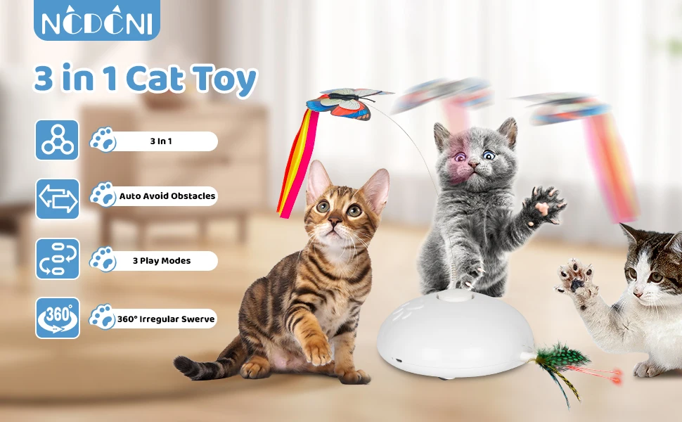 Yee Interactive Cat Toys Smart Rechargeable Cat Toys 3 In 1 Rotating