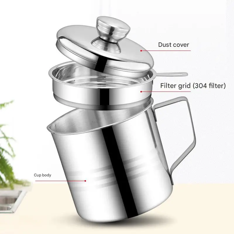 410 Stainless Steel Oil Pot Kitchen Household No-hanging Oil Container Soy Sauce Vinegar Seasoning Bottle Large Oil Pot