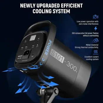 NEEWER S101-300W Strobe Flash Light With 9 Levels 150W Modeling Lamp, 300Ws GN58 5600K With Standard Bowens Mount Reflector, S1 detail image