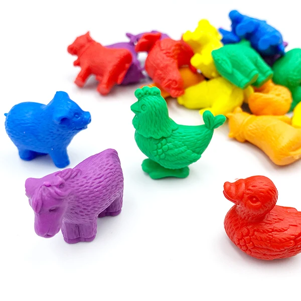 36 Pcs Baby Farm Animals Counters Math Kindergarten Non-toxic Soft ...