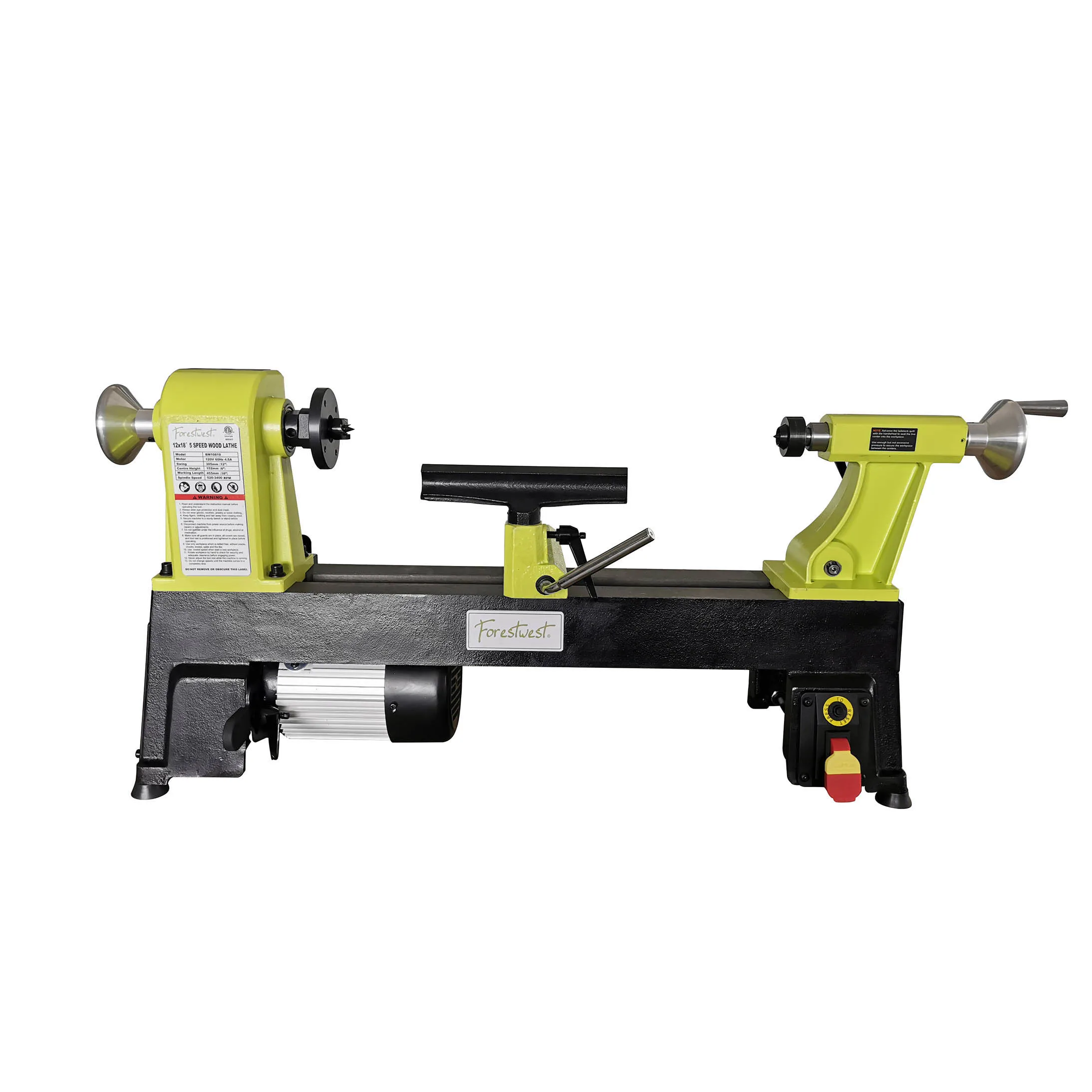 12x18" Wood Lathe 550w Log Turning Machine 5speed Woodworking Turning