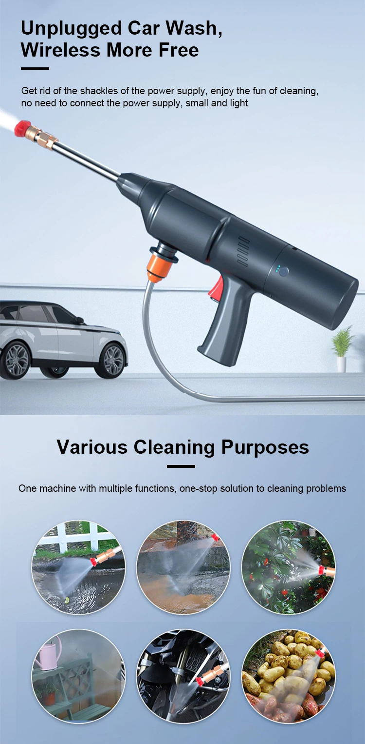 Cordless Car Wash Gun Automatic Car Washing Machine Portable Wireless
