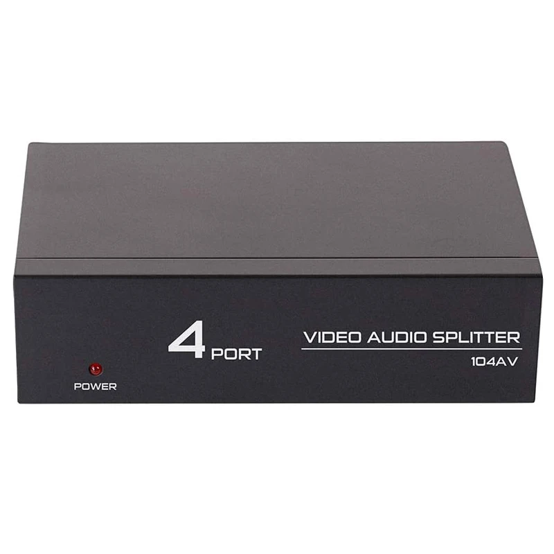 RCA Audio Video Splitter with Composite Cable - 4 Way AV Switch Box for TV, DVR, DVD, VCR, Gaming, Speakers, and More - 1 Input