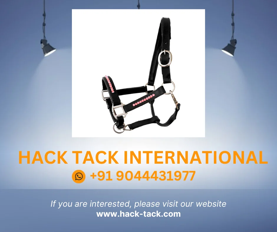 Halter Bling Pink Black Leather Fancy Horse Leather Halter With Far