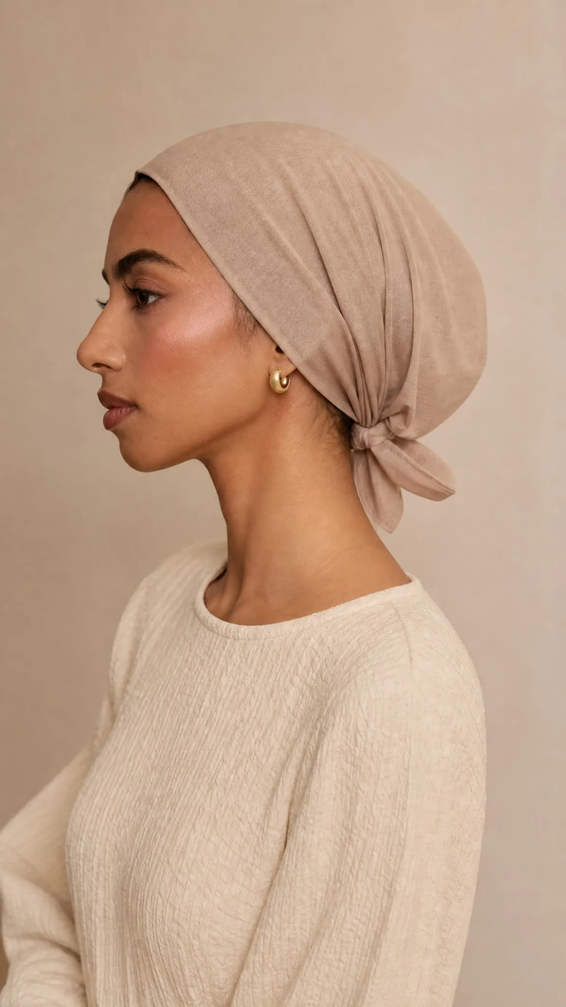 Jersey Hijab Undercap with Tie Back Warm Sand view 2