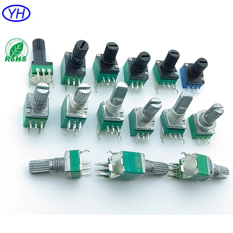 Free samples Professional custom 1k 5k 10k 20k 50k 100k 9mm 8 pin PCB mount rotary dual potentiometer with rotary switch