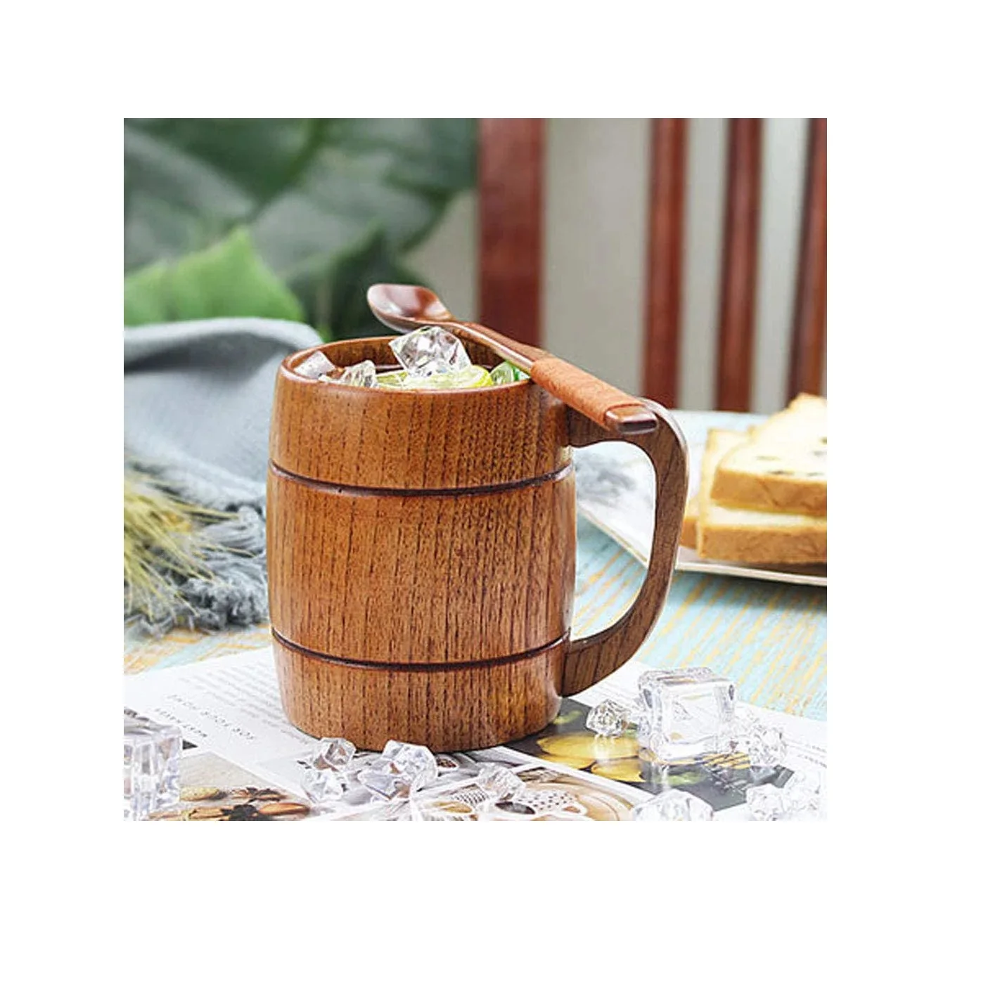 Boccale di birra in legno personalizzato con tazza di birra in legno massiccio S