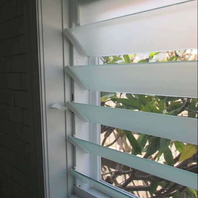 Jalousie Window Extruded Aluminum Frame Security Storm Shutter Glass PVC Aluminum Blade Exterior Louvre Windows