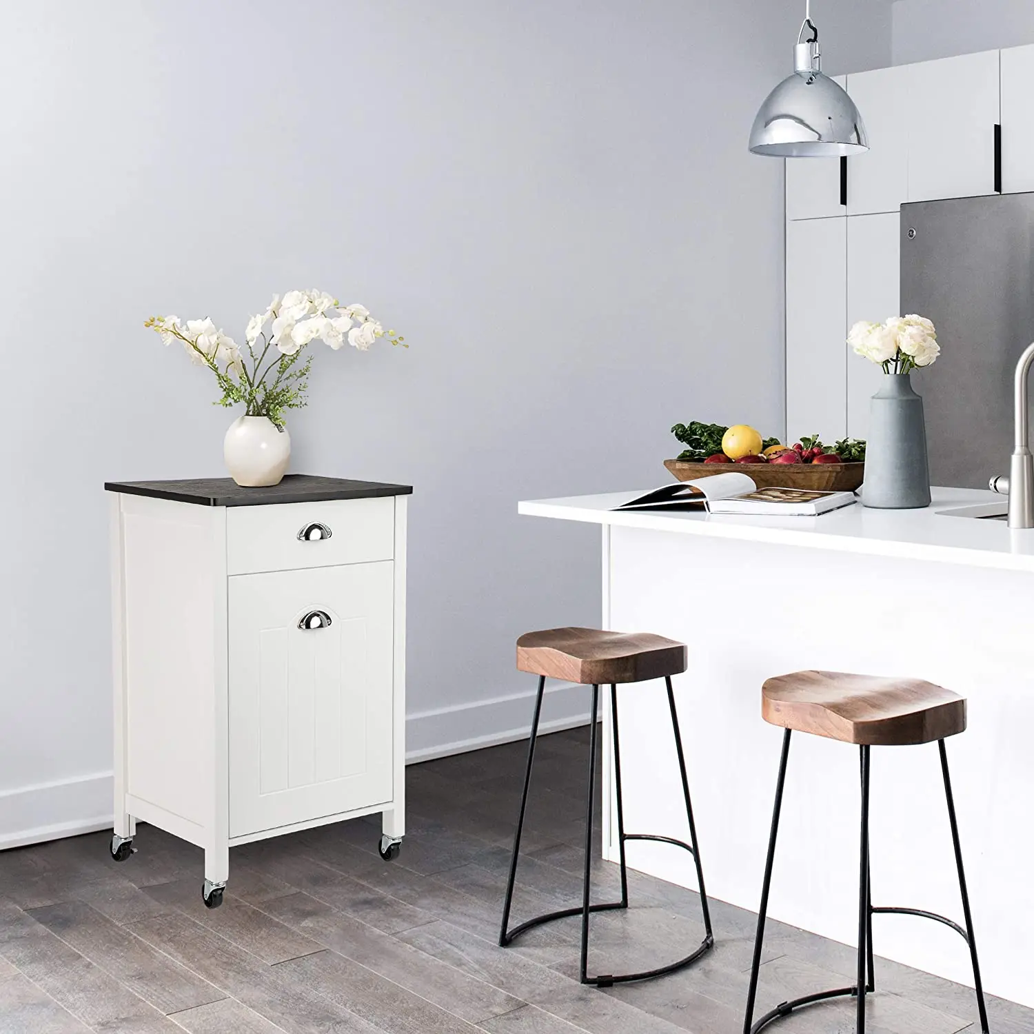 Modern Kitchen Cart Waste Separation System Trash Waste Bin